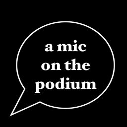 Podcast thumbnail for a mic on the podium