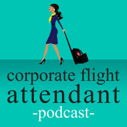 Podcast thumbnail for corporate flight attendant podcast